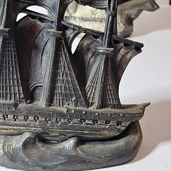 Old Ironsides Constitution 3 Mast Metal Bookends Set Of 2  1 Lb 8 Oz Each - Picture 16 of 16